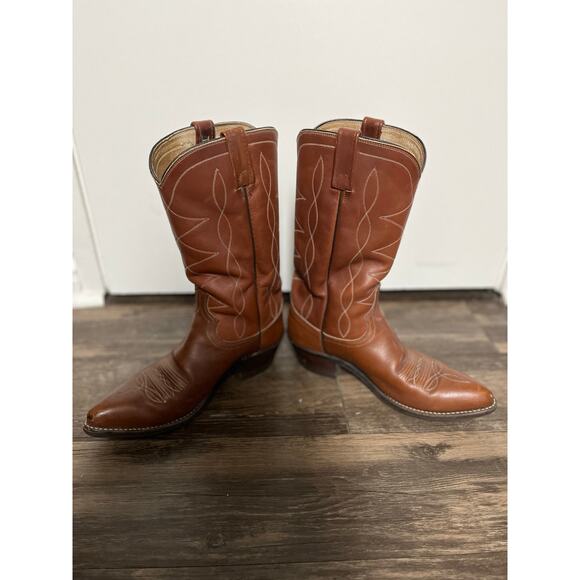 Dan Post Men’s Western Cowboy Boots Brown Leather Avonite Hypalon Size 9D Mexico